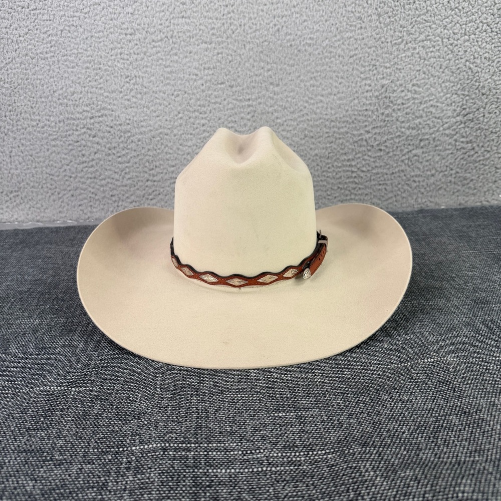 Bailey Cowboy Hat Mens 6 7/8 Cream 5X Beaver Felt Western Made in Texas USA